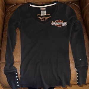Harley-Davidson Black Thermal Long Sleeve Top